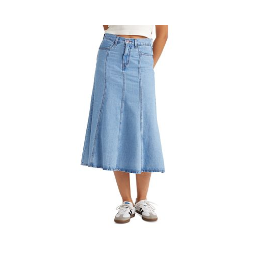 Levis Womens Cotton Paneled Denim Midi Skirt