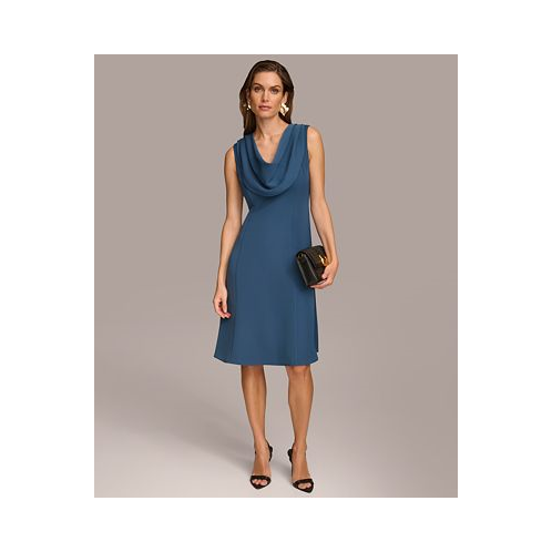 Donna Karan Womens Cowlneck A-Line Dress