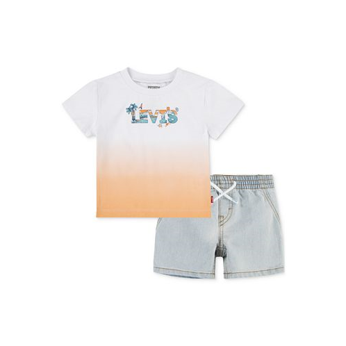 Levis Little Boys Beach Logo T-Shirt & Denim Shorts 2 Piece Set