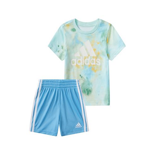 Adidas Baby Boys Printed T Shirt and 3 Stripe Shorts 2 Piece Set