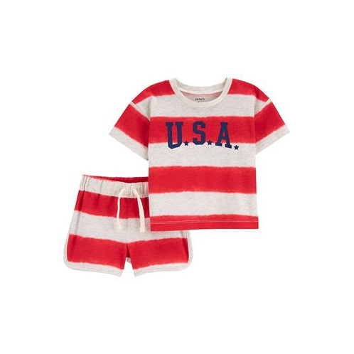 Carters Baby Boys 2 Piece USA Striped Outfit Set