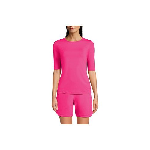 Lands End Womens Crew Neck Rash Guard UPF 50 Swim Tee