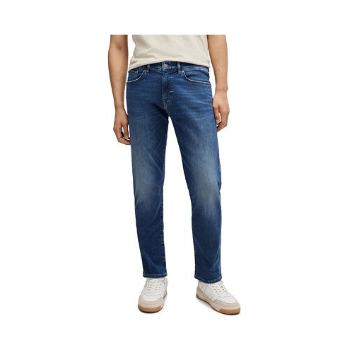 Hugo Boss Mens Blue Soft-Motion Regular-Fit Jeans