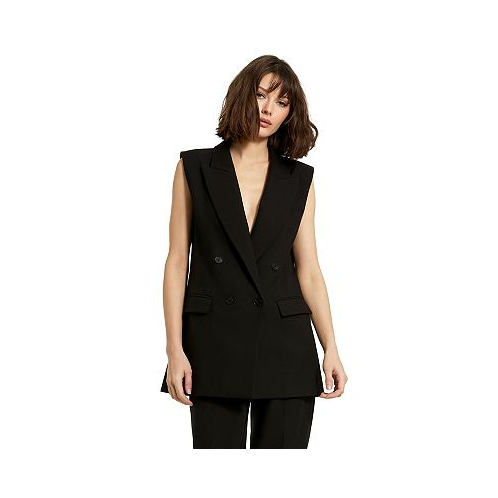 Mac Duggal Womens Tailored Crepe Sleeveless Blazer Vest