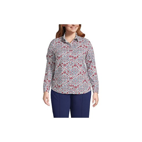 Lands End Plus Size Wrinkle Free No Iron Button Front Shirt