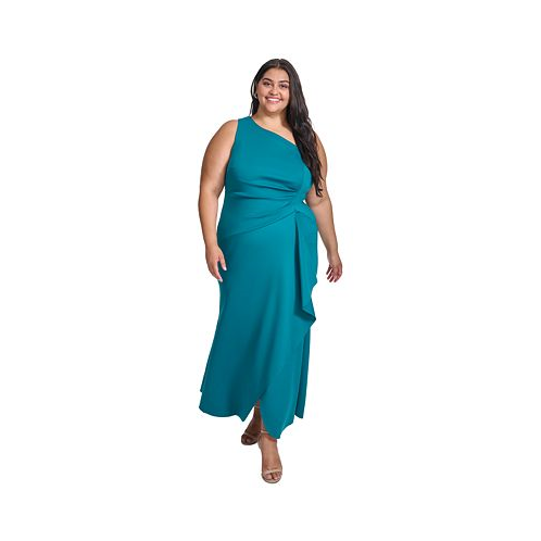 Eliza J Plus Size Ruched One-Shoulder Gown