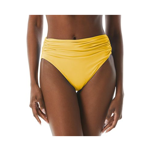 Carmen Marc Valvo Womens Shirred-Waist Bikini Bottoms