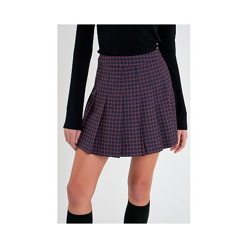 English Factory Womens Pleated Check Skort