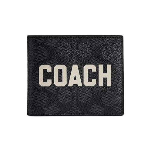 COACH Mens Signature Canvas Three-in-One Logo Wallet