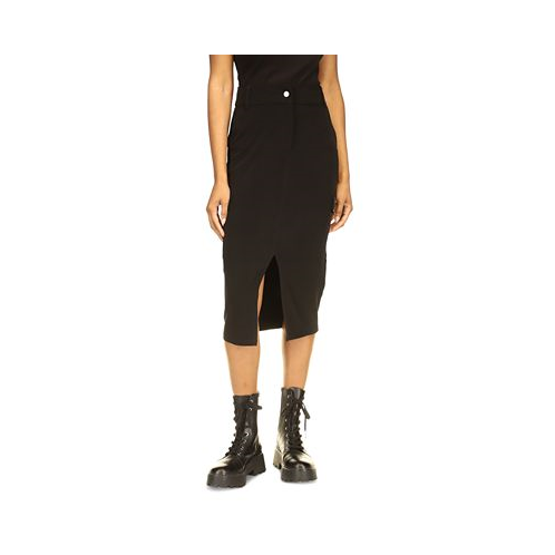 Michael Kors Womens Utility Slit-Front Midi Skirt