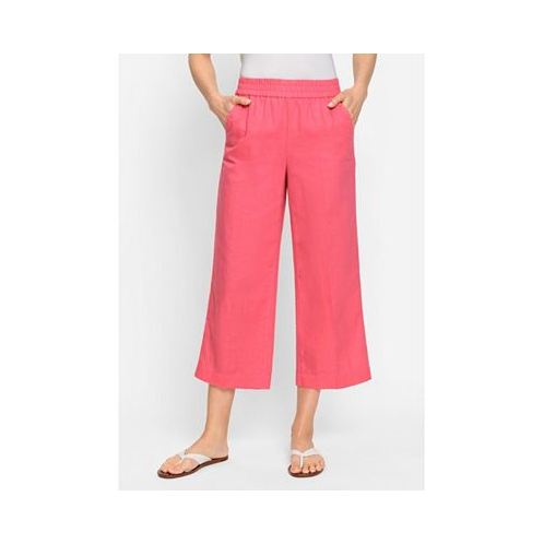 Olsen Womens Anna Fit Wide Leg Cotton Linen Pull-On Culottes