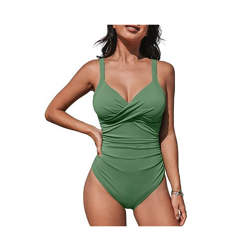 CUPSHE Womens Eucalyptus Plunging Wrapped One-Piece