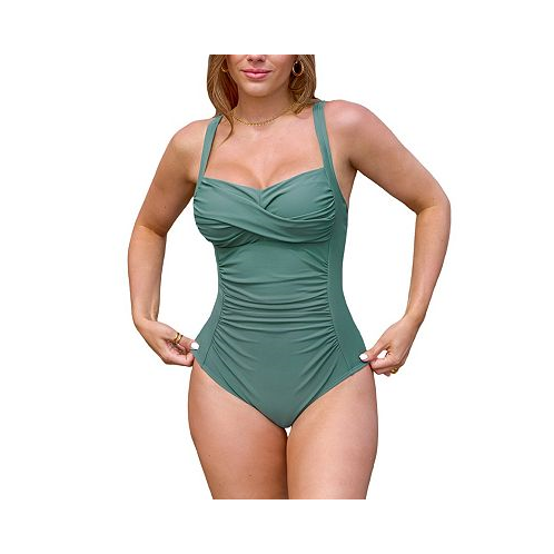 CUPSHE Womens Eucalyptus Sweetheart Push-Up Tummy Control One Piece Swimsuit