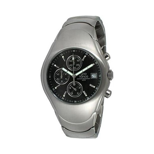 Gino Franco Mens Round Stainless Steel Chronograph Bracelet Watch