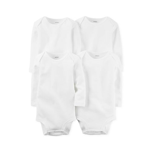 Carters Baby Boys or Baby Girls Solid Long Sleeved Bodysuits Pack of 4