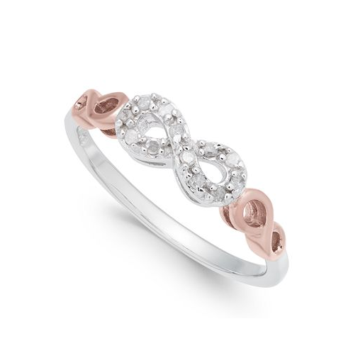 Macys Diamond Infinity Ring (1/10 ct. t.w.) in Sterling Silver and Rose Gold-Plate