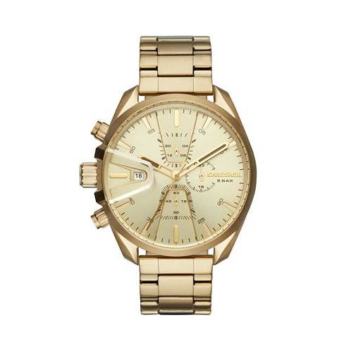Diesel Mens Chronograph MS9 Chrono Gold-Tone Stainless Steel Bracelet Watch 47mm