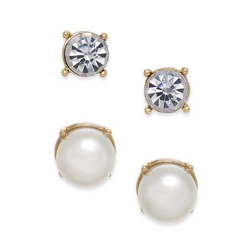 Charter Club Gold-Tone Colored Imitation Pearl 2-Pc. Set Stud Earrings