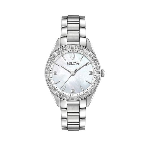Bulova Womens Sutton Diamond (1/10 ct. t.w.) Stainless Steel Bracelet Watch 32.5mm