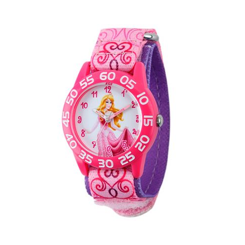 Ewatchfactory Disney Aurora Girls Pink Plastic Time Teacher Watch