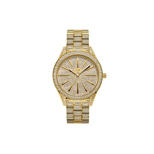 Jbw Womens Cristal Diamond (1/8 ct.t.w.) 18k Gold Plated Stainless Steel Watch