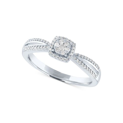 Promised Love Diamond Cluster Promise Ring (1/6 ct. t.w.) in Sterling Silver