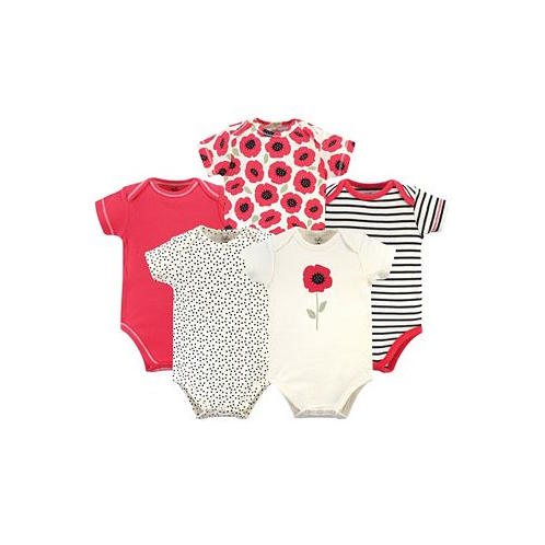 Touched by Nature Baby Girls Baby Organic Cotton Bodysuits 5pk Poppy