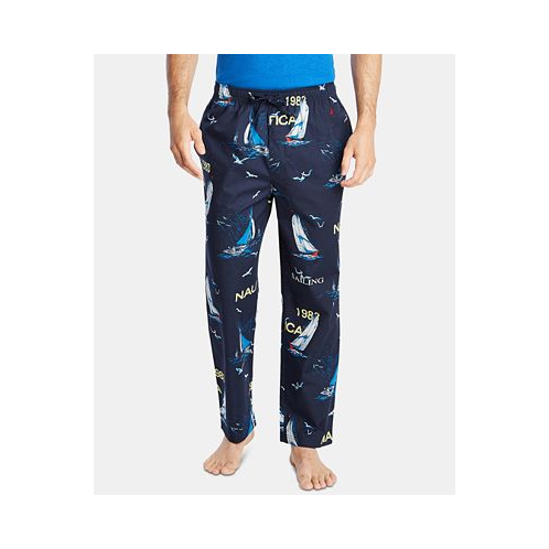 Nautica Mens Cotton Sailboat-Print Pajama Pants