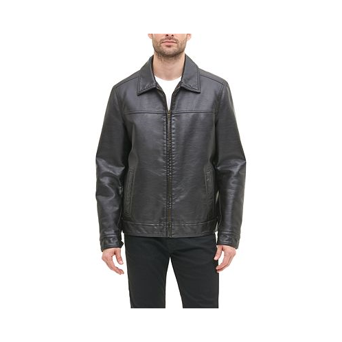 Tommy Hilfiger Mens Faux Leather Laydown Collar Jacket