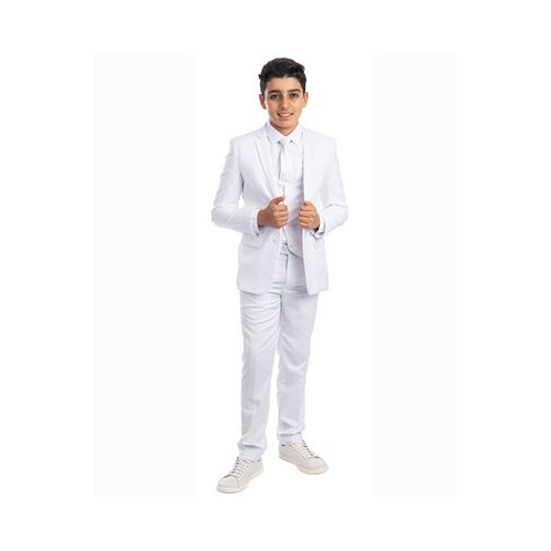 Perry Ellis Big Boys 5-Piece Shirt Tie Jacket Vest and Pants Solid Suit Set