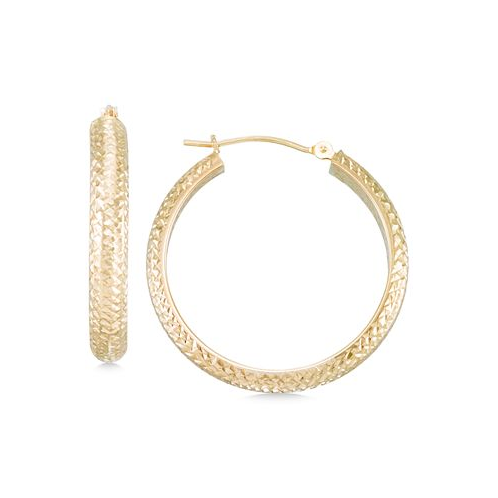 Macys Textured Hoop Earrings in 10k Yellow Gold Rose Gold or White Gold