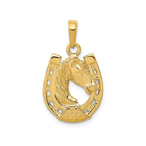 Macys Horse Head in Horseshoe Pendant in 14k Yellow Gold