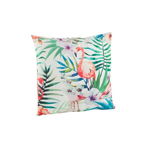 Saro Lifestyle Tropical Flamingo Print Polyester Filled Throw Pillow 18 x 18