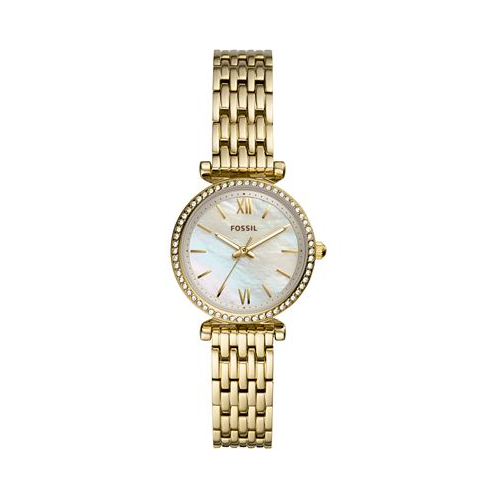 Fossil Womens Carlie Mini Gold-Tone Stainless Steel Bracelet Watch 28mm