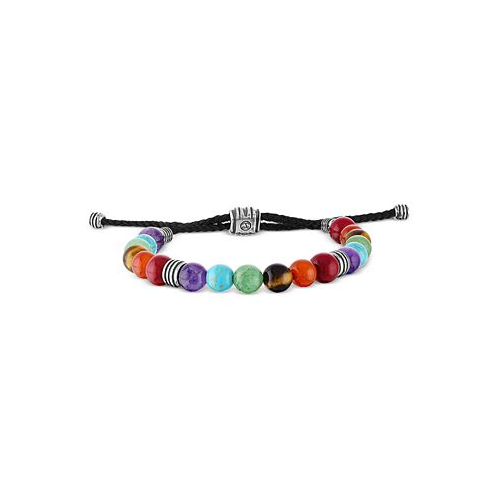 Esquire Mens Jewelry Multi-Color Beaded Bolo Bracelet in Sterling Silver