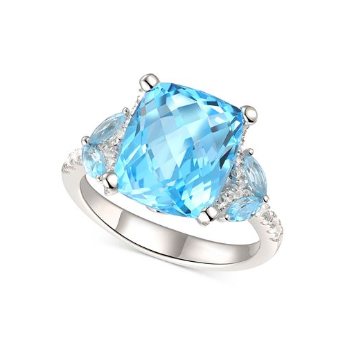 Macys Blue Topaz (5 ct. t.w.) & White Topaz (1/4 ct. t.w.) Ring in Sterling Silver