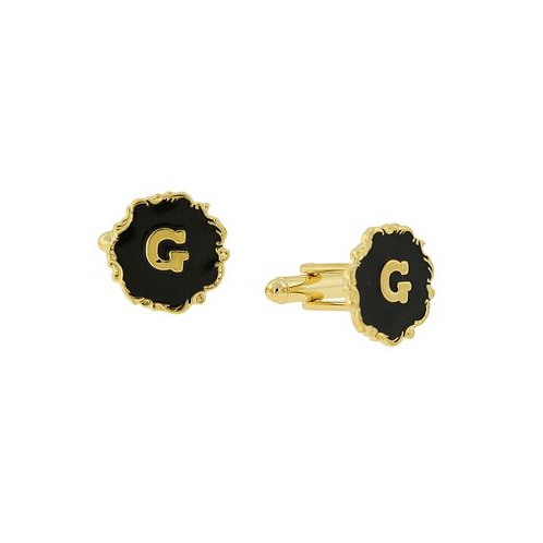 1928 Jewelry 14K Gold-Plated Enamel Initial G Cufflinks