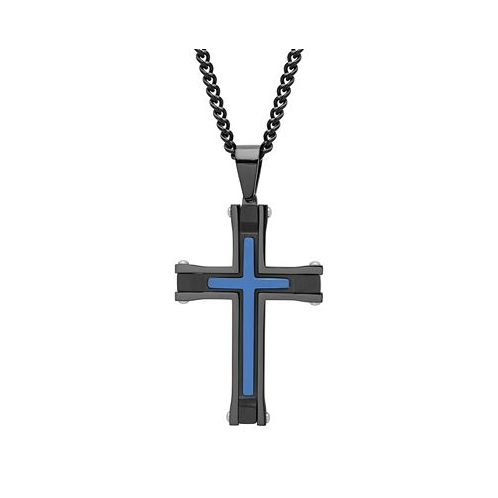Macys Mens Stacked Cross Pendant Necklace