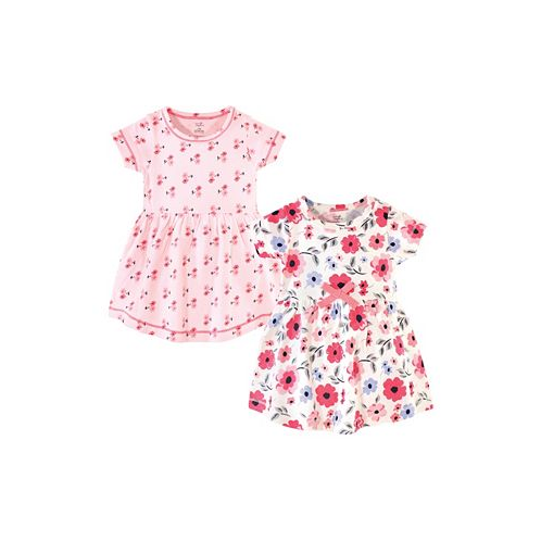 Touched by Nature Toddler Girl Organic Cotton Short-Sleeve Dresses 2pk Coral Garden