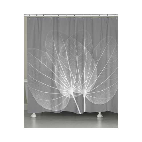 Laural Home Grey Leaves Shower Curtain