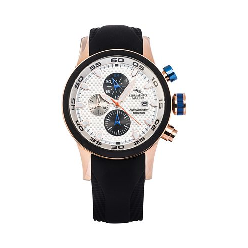Strumento Marino Mens Speedboat Black Silicone Performance Timepiece Watch 46mm