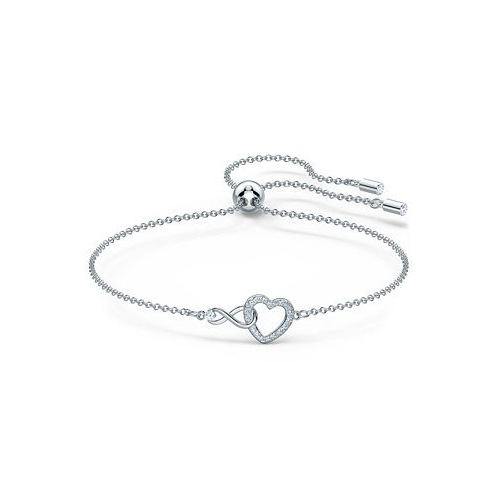 Swarovski Silver-Tone Crystal Heart & Infinity Symbol Slider Bracelet