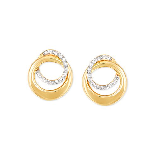 Macys Diamond Interlocking Circle Stud Earrings (1/10 ct. t.w.) in 10k Gold