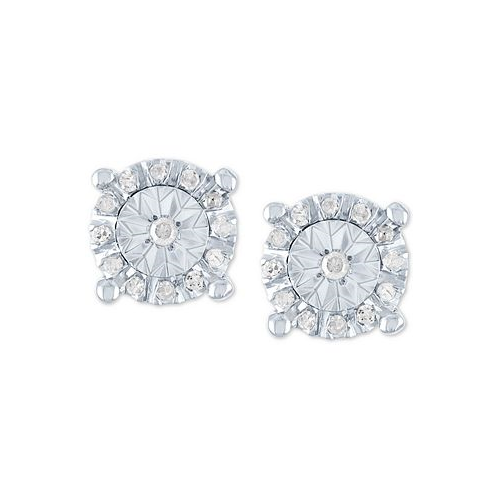Macys Diamond Halo Stud Earrings (1/10 ct. t.w.) in Sterling Silver