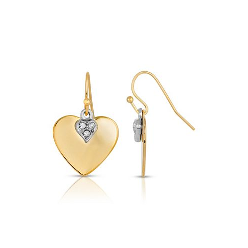 2028 14K Gold-Dipped and Clear Crystal Heart Earrings