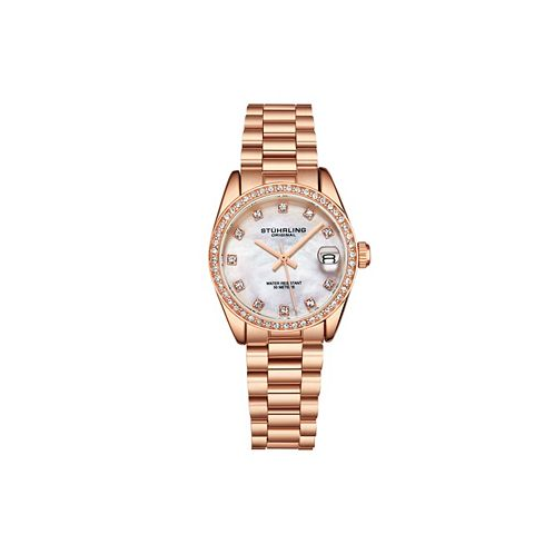 Stuhrling Womens Rose Gold Stainless Steel Bracelet Watch 31mm