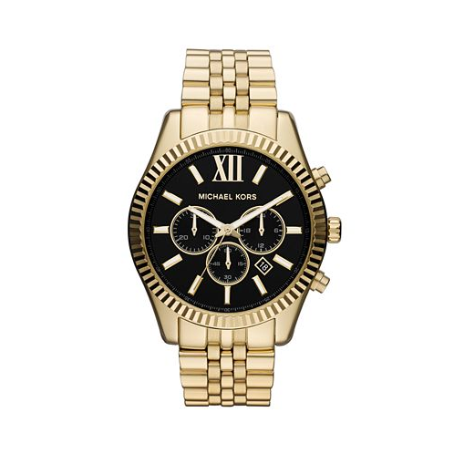Michael Kors Mens Chronograph Lexington Gold-Tone Stainless Steel Bracelet Watch 45mm MK8286