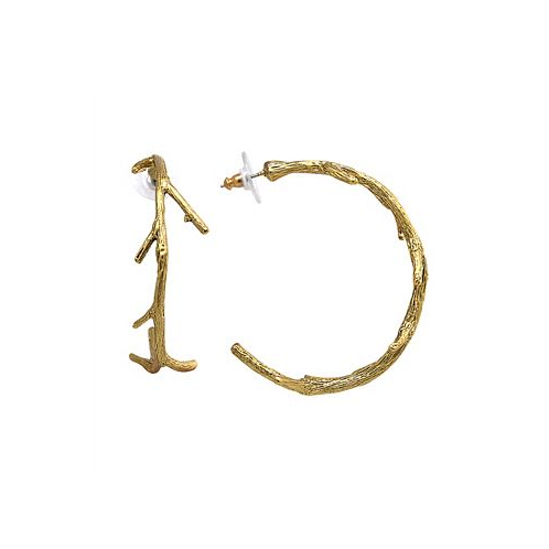 by 1928 Matte 14 K Gold Dipped Large Tree Branch Hoop Earring