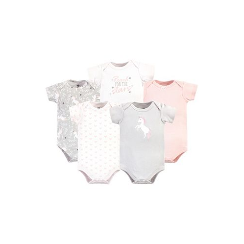 Hudson Baby Baby Girls Cotton Bodysuits 5pk Whimsical Unicorn