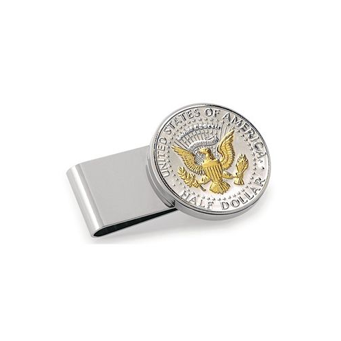 American Coin Treasures Mens Selectively Gold-Layered Presidential Seal JFK Half Dollar Stainless Steel Coin Money Clip